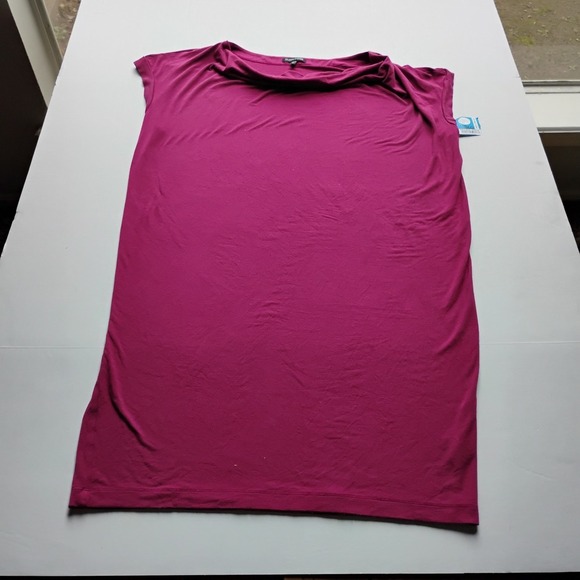 EILEEN FISHER Magenta Tunic Dress M Stretch Knit Made in USA |Minimalist Luxe - Picture 2 of 4